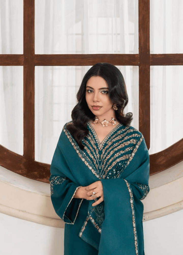 Zarqash by Haniya Mahnoor Women RTW Embroidered Linen 3 Piece Suit Sitara - Festive Collection
