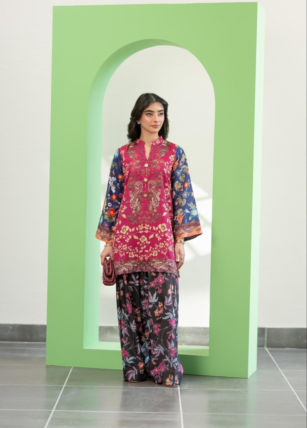 Eid Ki Misaal by Ayesha Somaya RTW Printed Lawn Silk 2 Piece Suit Blush Rush - Eid Collection