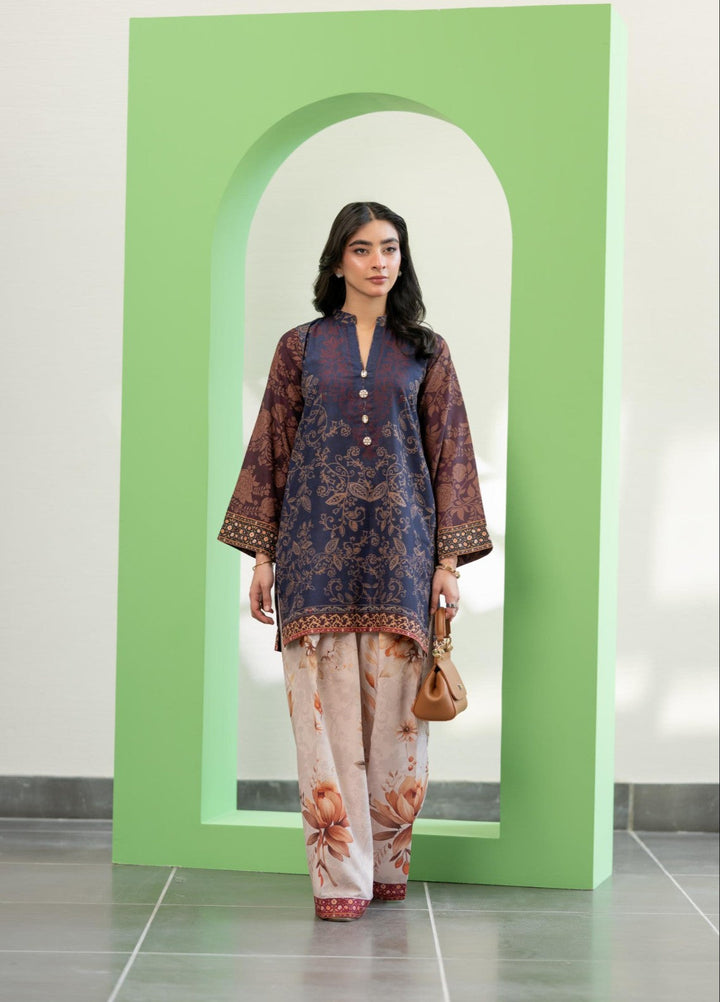 Eid Ki Misaal by Ayesha Somaya RTW Printed Lawn Silk 2 Piece Suit Plum Punch - Eid Collection