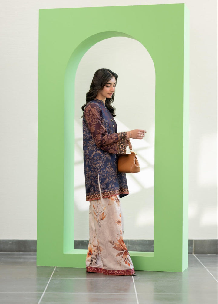 Eid Ki Misaal by Ayesha Somaya RTW Printed Lawn Silk 2 Piece Suit Plum Punch - Eid Collection