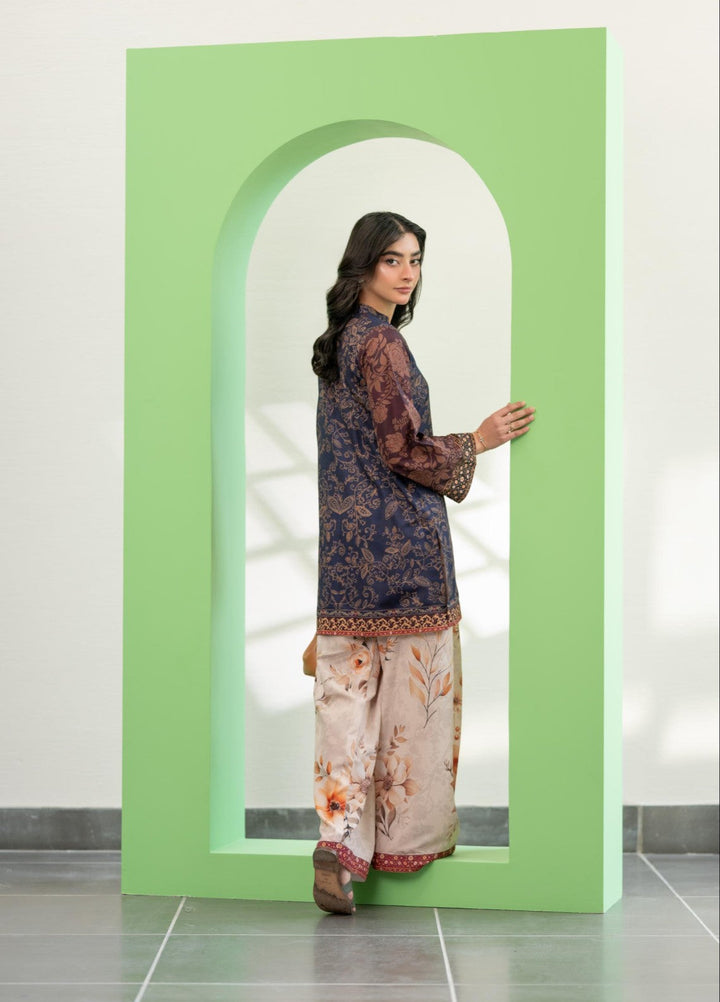 Eid Ki Misaal by Ayesha Somaya RTW Printed Lawn Silk 2 Piece Suit Plum Punch - Eid Collection