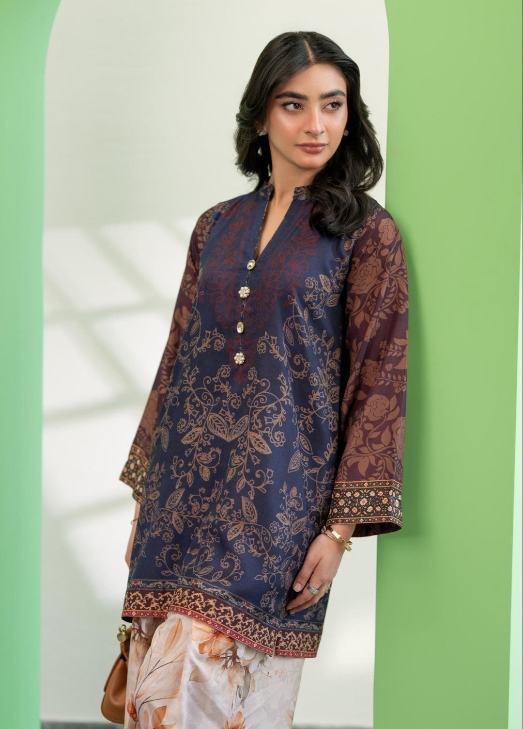 Eid Ki Misaal by Ayesha Somaya RTW Printed Lawn Silk 2 Piece Suit Plum Punch - Eid Collection