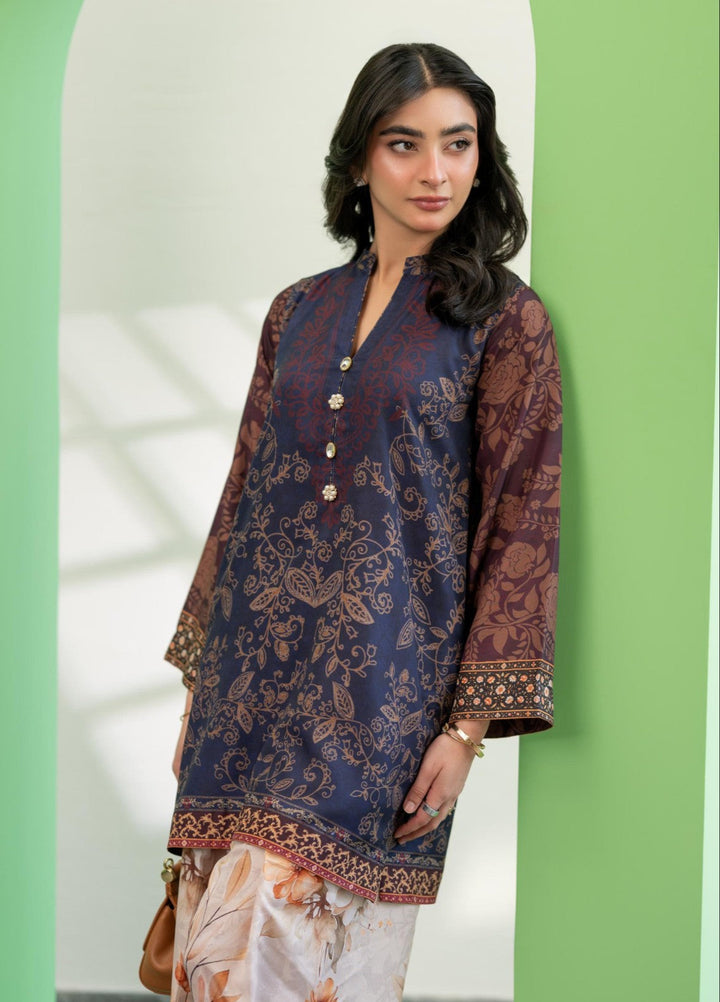Eid Ki Misaal by Ayesha Somaya RTW Printed Lawn Silk 2 Piece Suit Plum Punch - Eid Collection