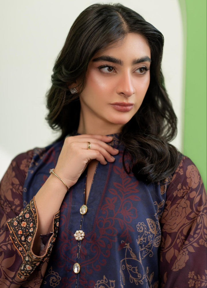 Eid Ki Misaal by Ayesha Somaya RTW Printed Lawn Silk 2 Piece Suit Plum Punch - Eid Collection