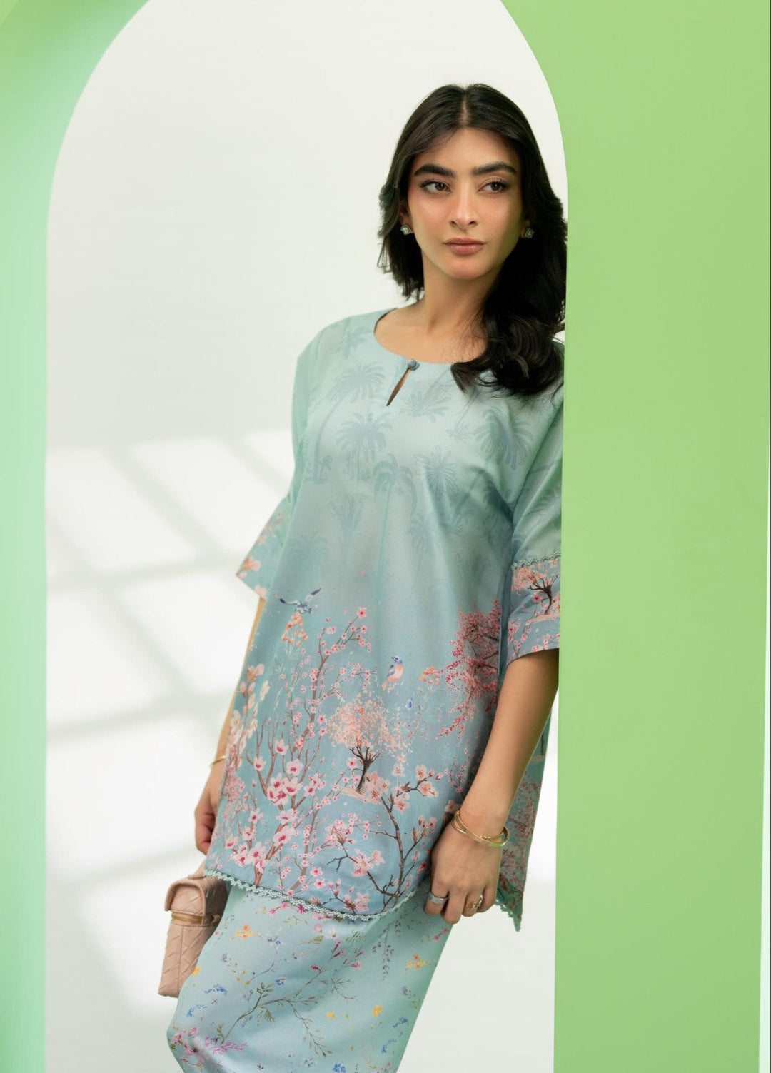 Eid Ki Misaal by Ayesha Somaya RTW Printed Lawn Silk 2 Piece Suit Vibe Check - Eid Collection