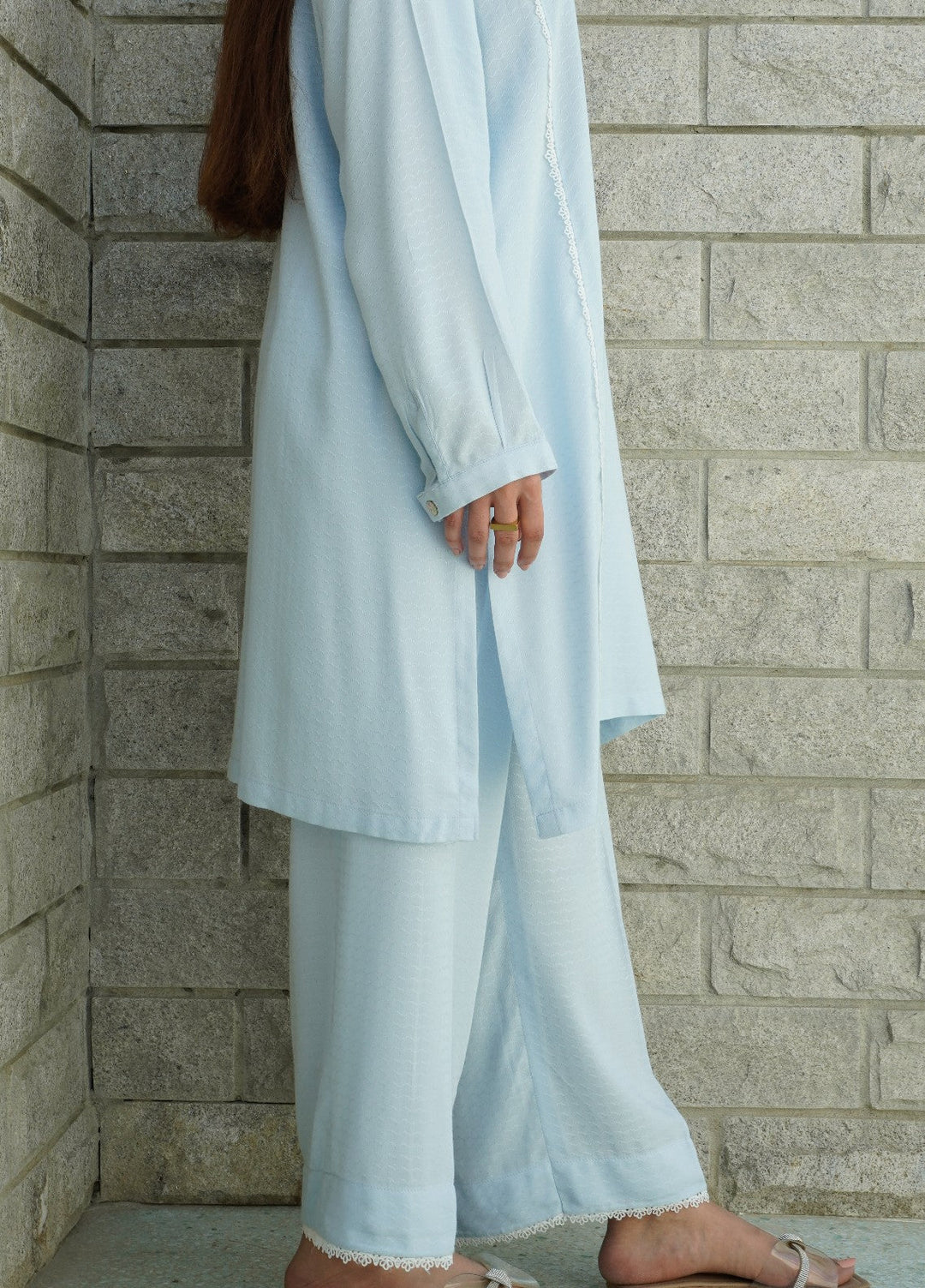 Work Essentials by Deck Up RTW Textured Linen 2 Piece Powder Blue - Casual Collection