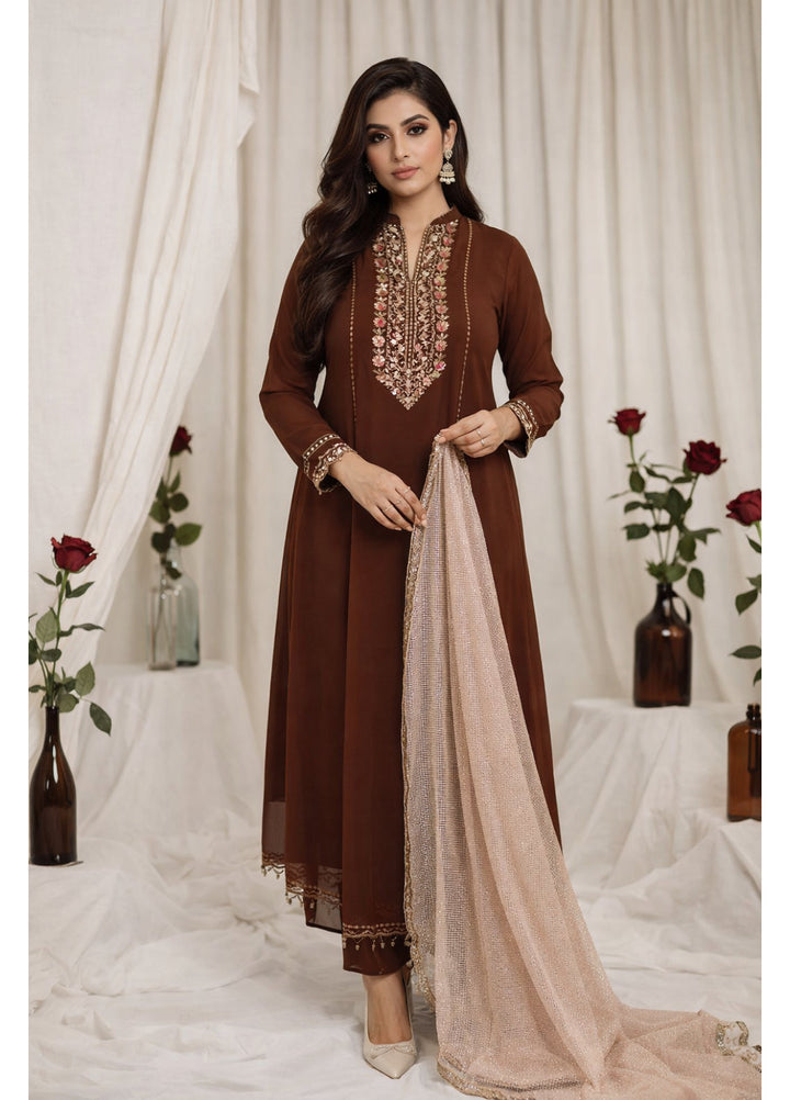 Madiha Gohar Women RTW Embossed Chiffon Shimmer 3 Piece AYRA - Casual Collection