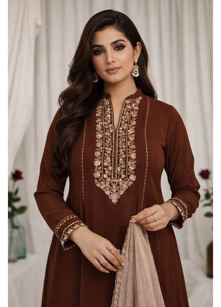 Madiha Gohar Women RTW Embossed Chiffon Shimmer 3 Piece AYRA - Casual Collection