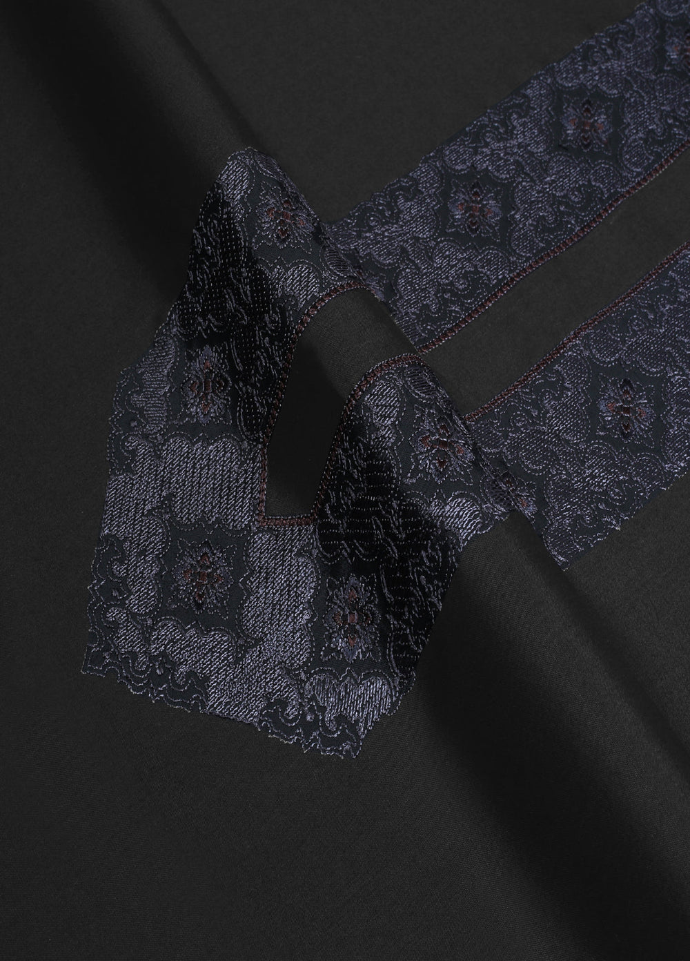 Cotton Valley by Fabrich Unstitched Embroidered Cotton Semi-Formal Neckline Black Kameez Shlawar - Summer Collection