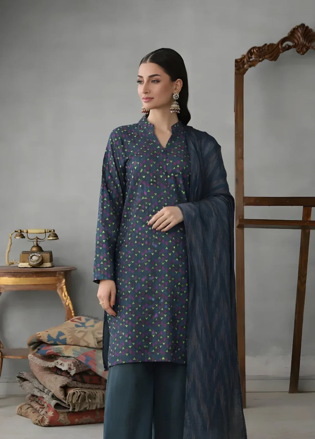 Ayla Studio RTW Printed Premium Lawn 3 Piece Neel Kamal - Eid Collection