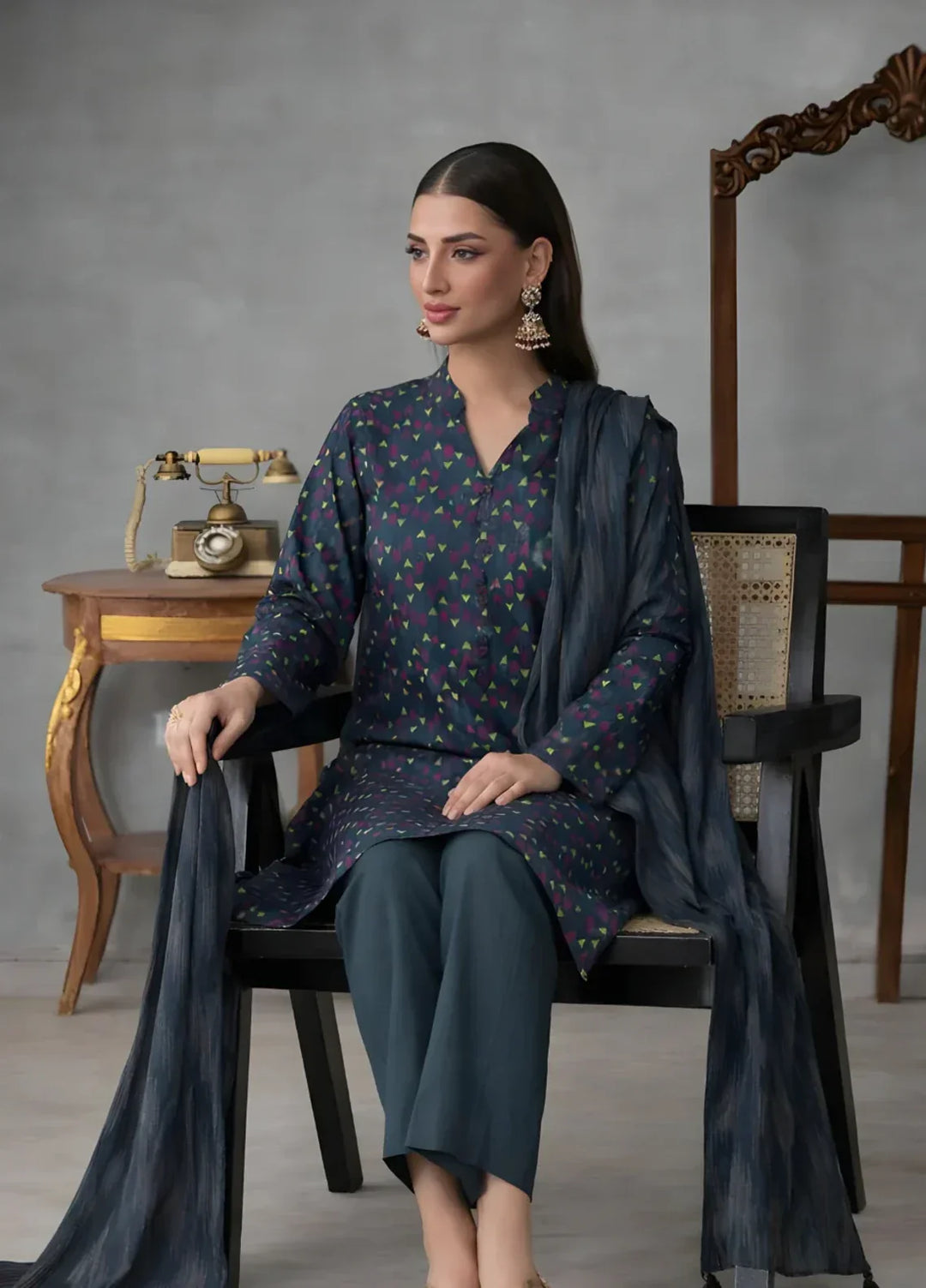Ayla Studio RTW Printed Premium Lawn 3 Piece Neel Kamal - Eid Collection