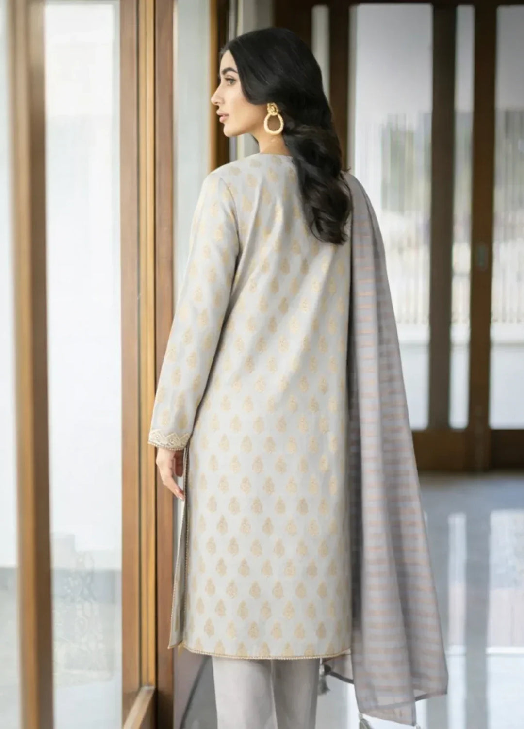 Ayla Studio RTW Printed Premium Jacquard 3 Piece Sahab Baft - Eid Collection
