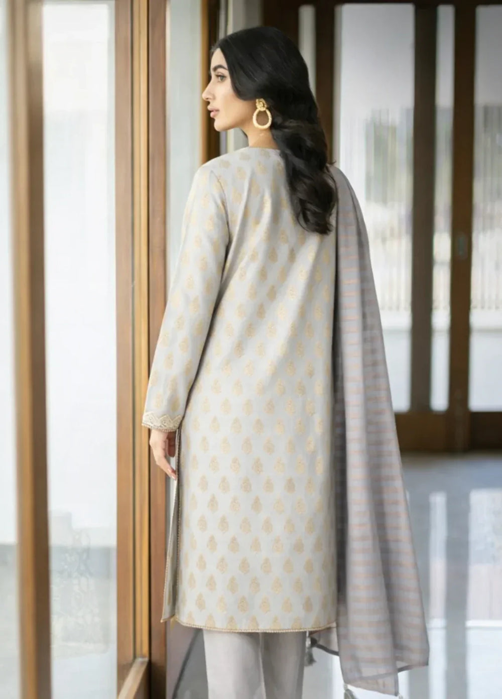 Ayla Studio RTW Printed Premium Jacquard 3 Piece Sahab Baft - Eid Collection