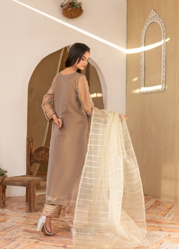 Madiha Gohar Women RTW Embossed Cotton Net 3 Piece Zarnah - Eid Collection