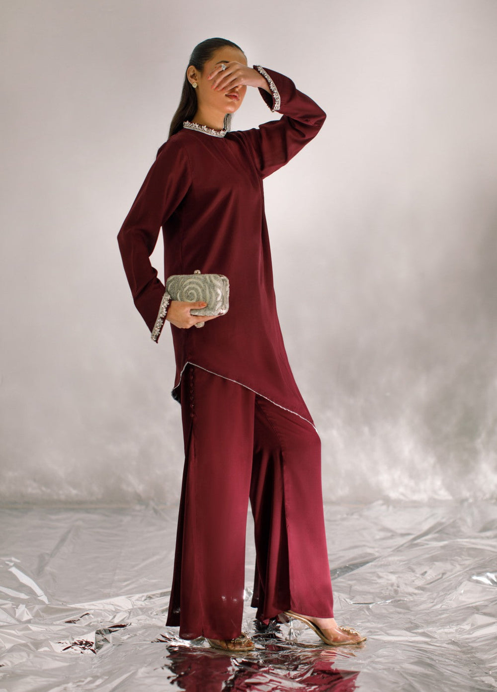 Serendipity by Ombrella RTW Solids Crepe Georgette 2 Piece Selene - Festive Collection