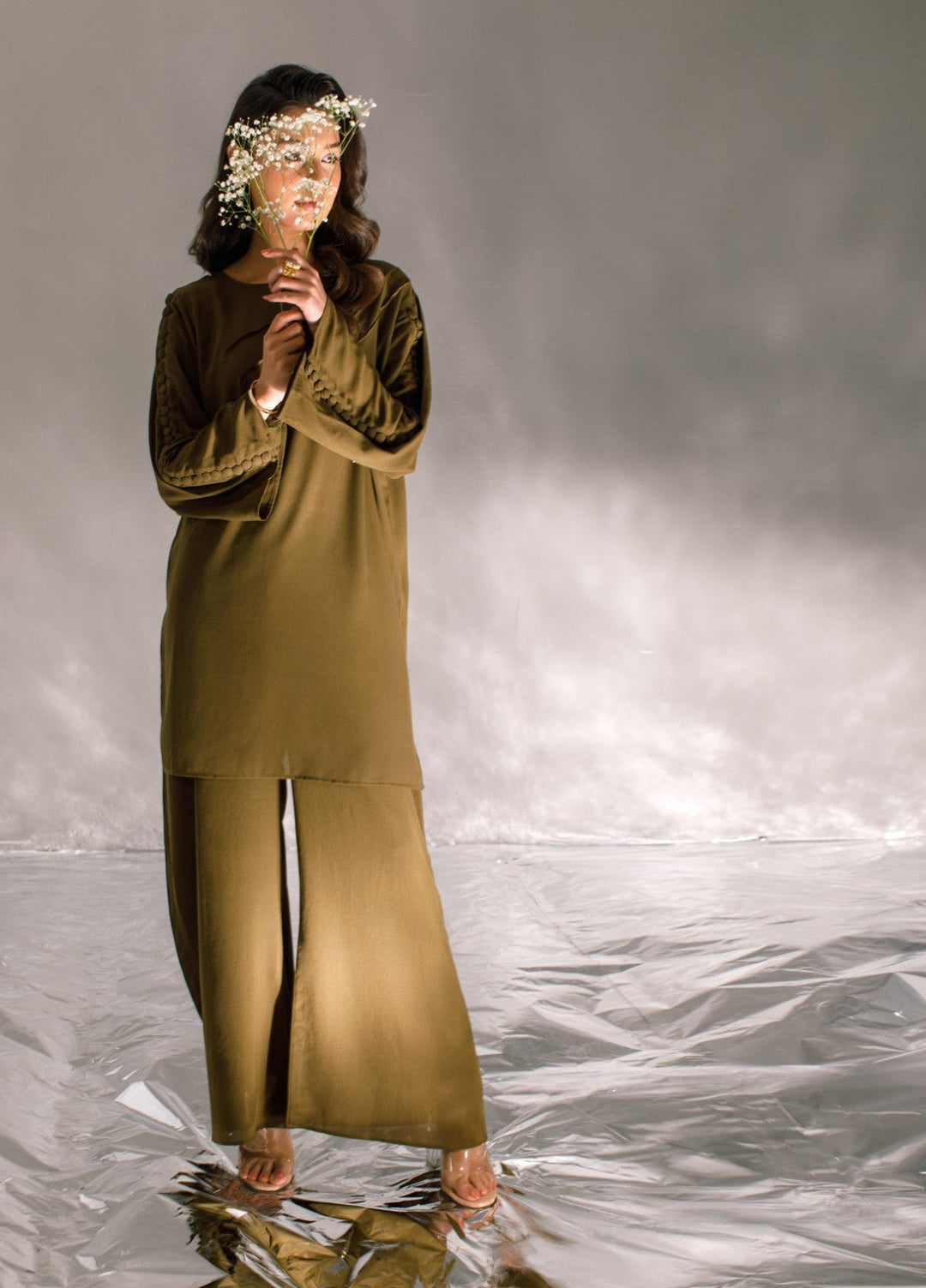 Serendipity by Ombrella RTW Solids Crepe Georgette 2 Piece Lyra - Festive Collection