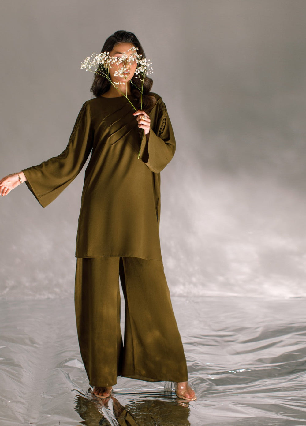 Serendipity by Ombrella RTW Solids Crepe Georgette 2 Piece Lyra - Festive Collection