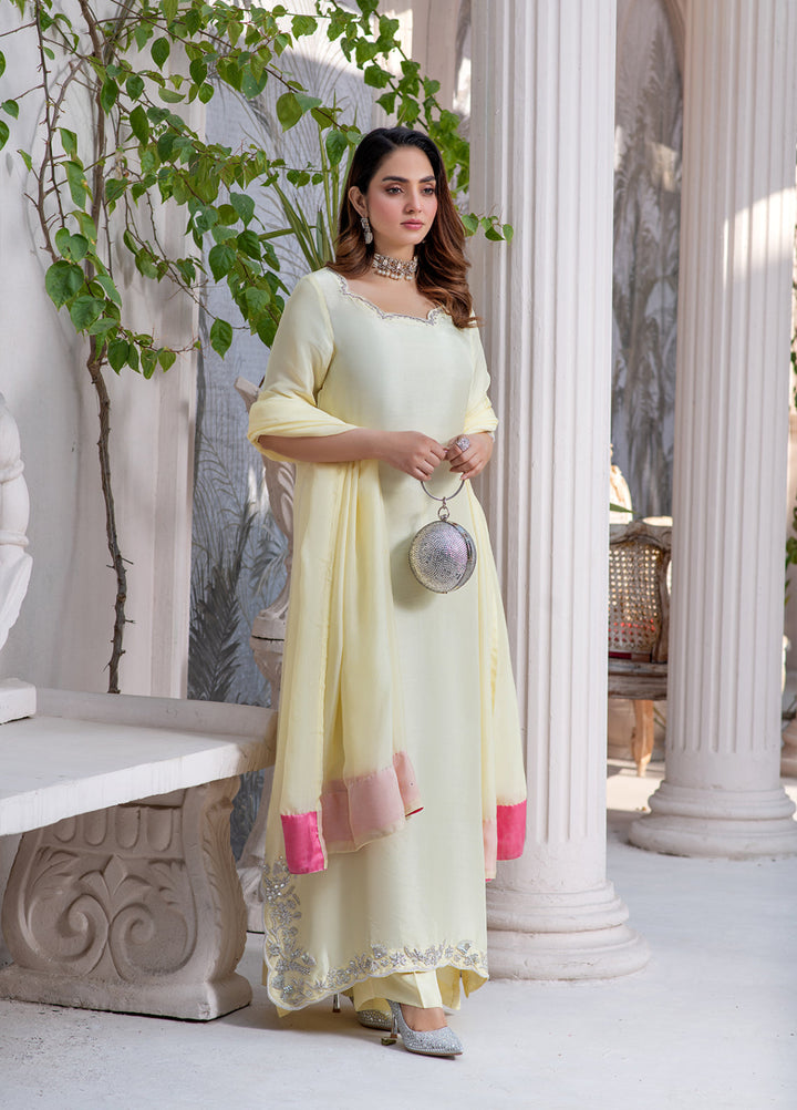 Lumi Luxury by Fajr Khan RTW Hand work Sheesha Silk 3 Piece Ruva - Festive Collection