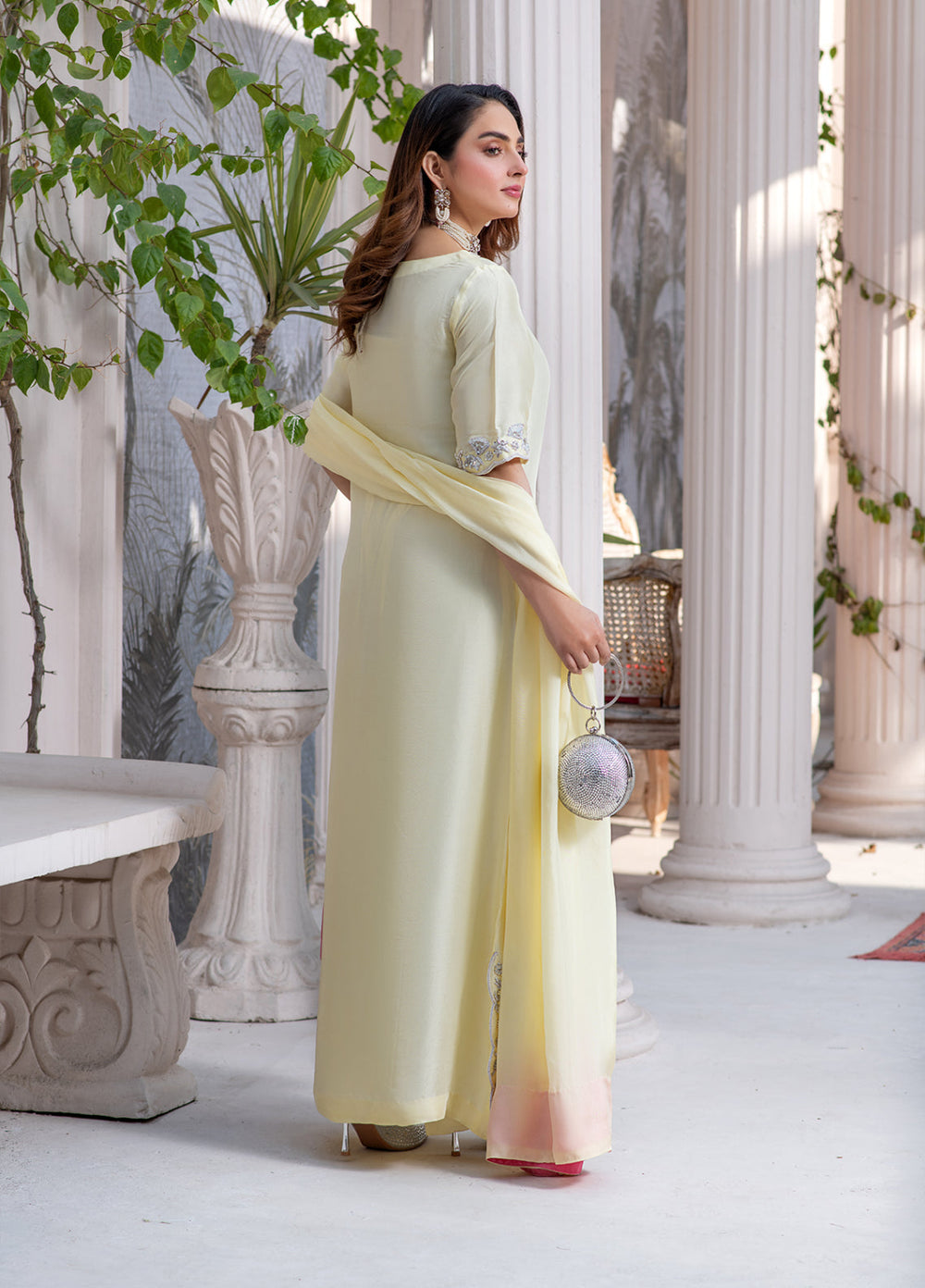 Lumi Luxury by Fajr Khan RTW Hand work Sheesha Silk 3 Piece Ruva - Festive Collection