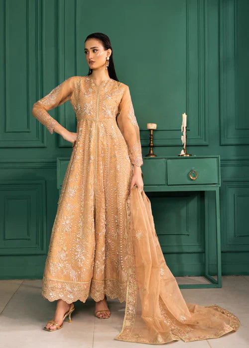 Ramz O Raaz by Ruby Suleiman Women Pret Hand work Organza 3 Piece Almond Bliss - Festive Collection