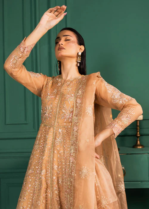 Ramz O Raaz by Ruby Suleiman Women Pret Hand work Organza 3 Piece Almond Bliss - Festive Collection