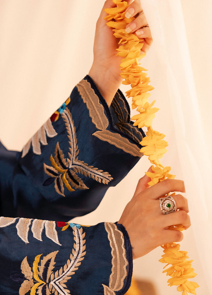 Maham Sultan Women RTW Embroidered Butter Silk 3 Piece Suit CELESTE - Eid Collection