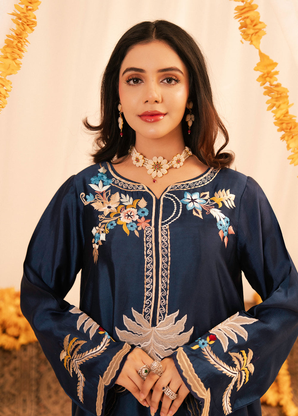 Maham Sultan Women RTW Embroidered Butter Silk 3 Piece Suit CELESTE - Eid Collection