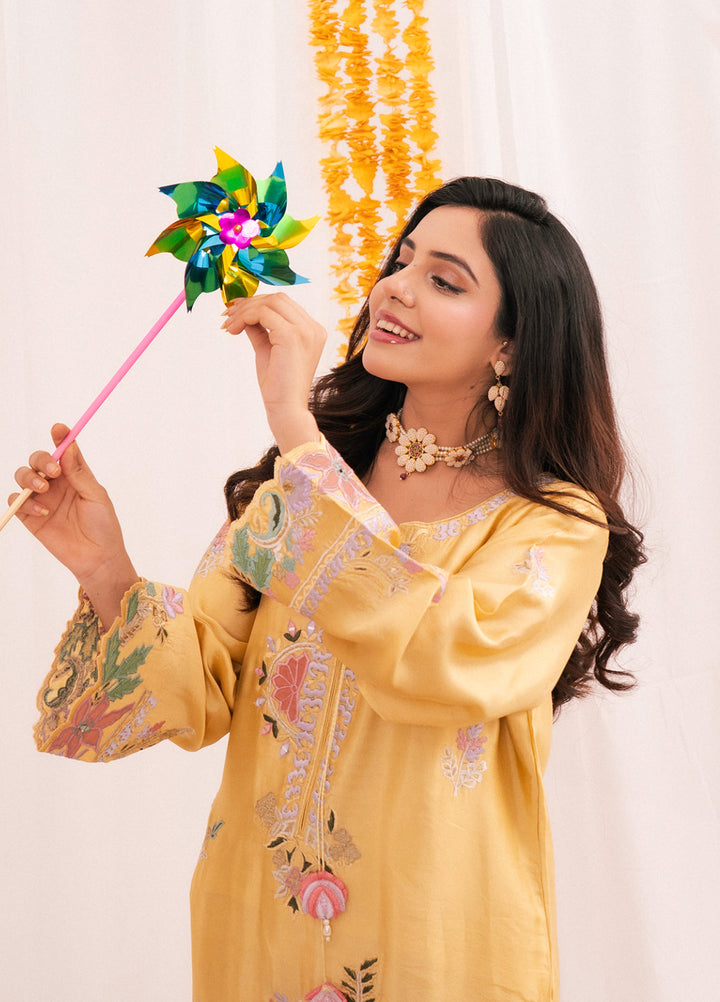 Maham Sultan Women RTW Embroidered Butter Silk 3 Piece Suit ELARA - Eid Collection