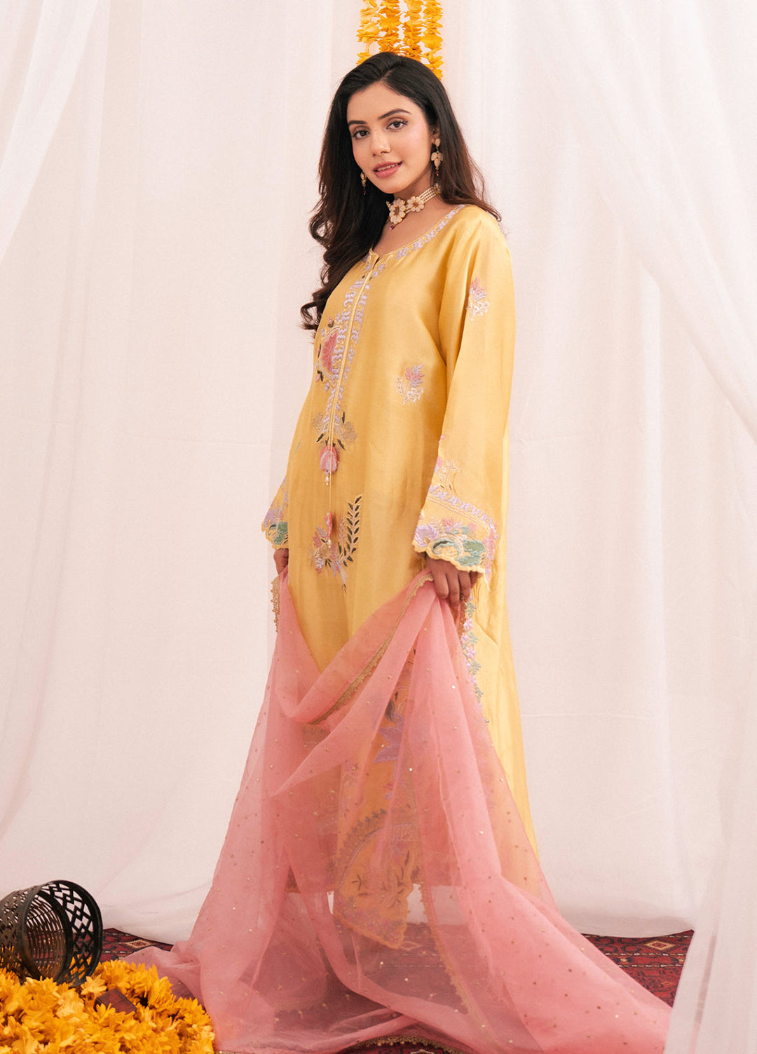 Maham Sultan Women RTW Embroidered Butter Silk 3 Piece Suit ELARA - Eid Collection