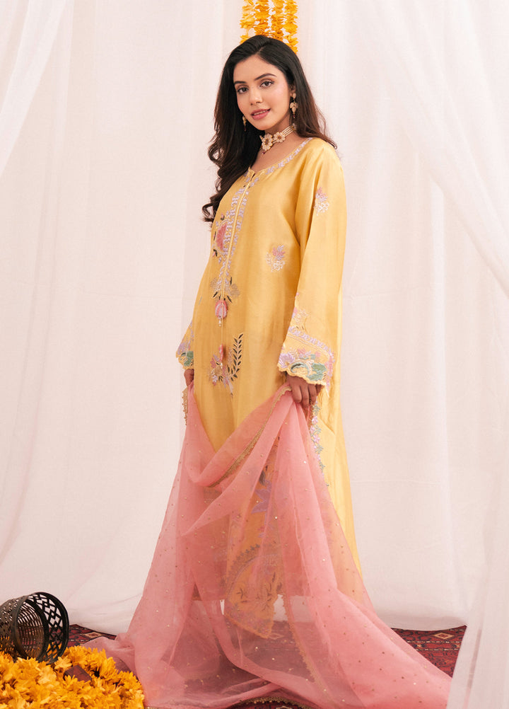 Maham Sultan Women RTW Embroidered Butter Silk 3 Piece Suit ELARA - Eid Collection