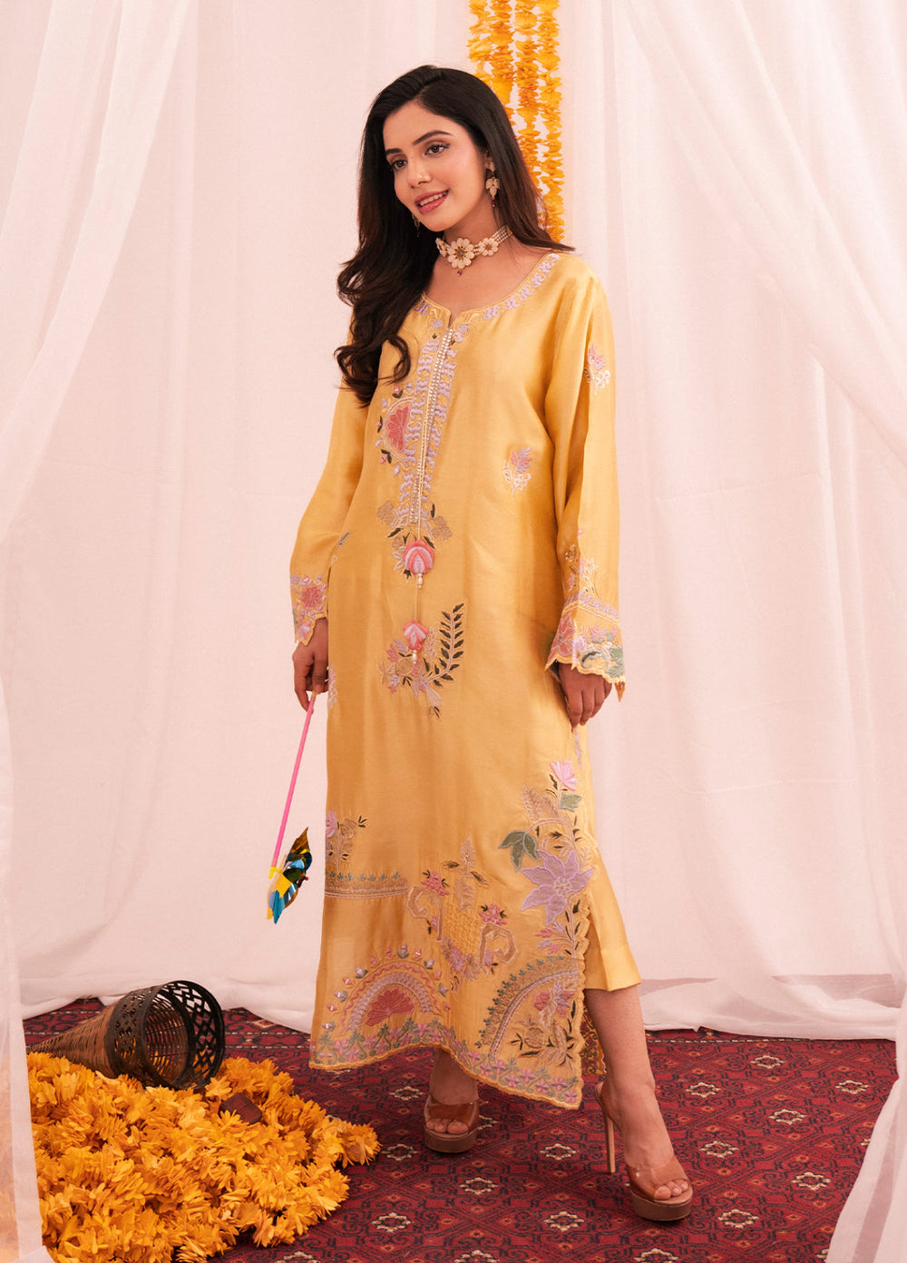 Maham Sultan Women RTW Embroidered Butter Silk 3 Piece Suit ELARA - Eid Collection
