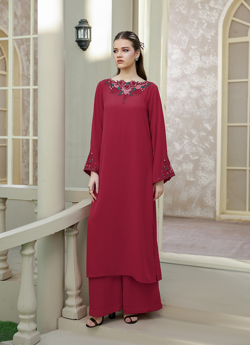 Ripret Women RTW Embroidered Double Georgette 2 Piece Ruby Rush - Eid Collection