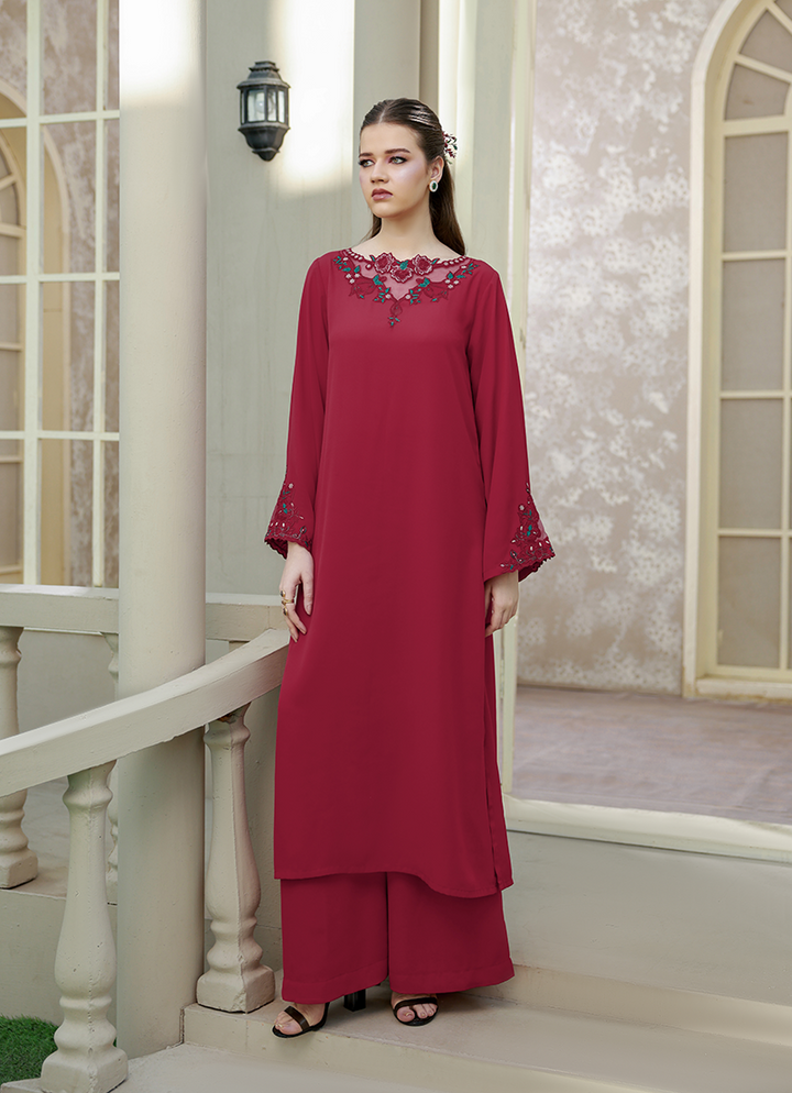Ripret Women RTW Embroidered Double Georgette 2 Piece Ruby Rush - Eid Collection