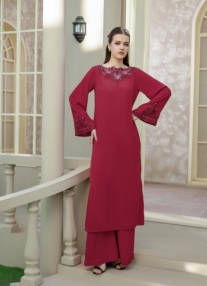 Ripret Women RTW Embroidered Double Georgette 2 Piece Ruby Rush - Eid Collection
