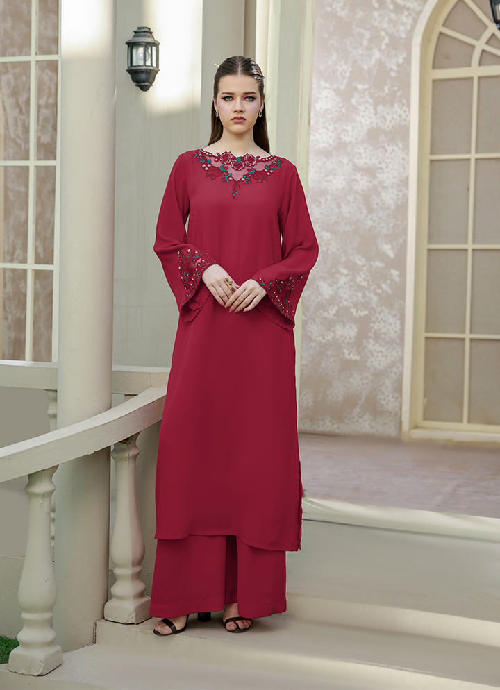 Ripret Women RTW Embroidered Double Georgette 2 Piece Ruby Rush - Eid Collection
