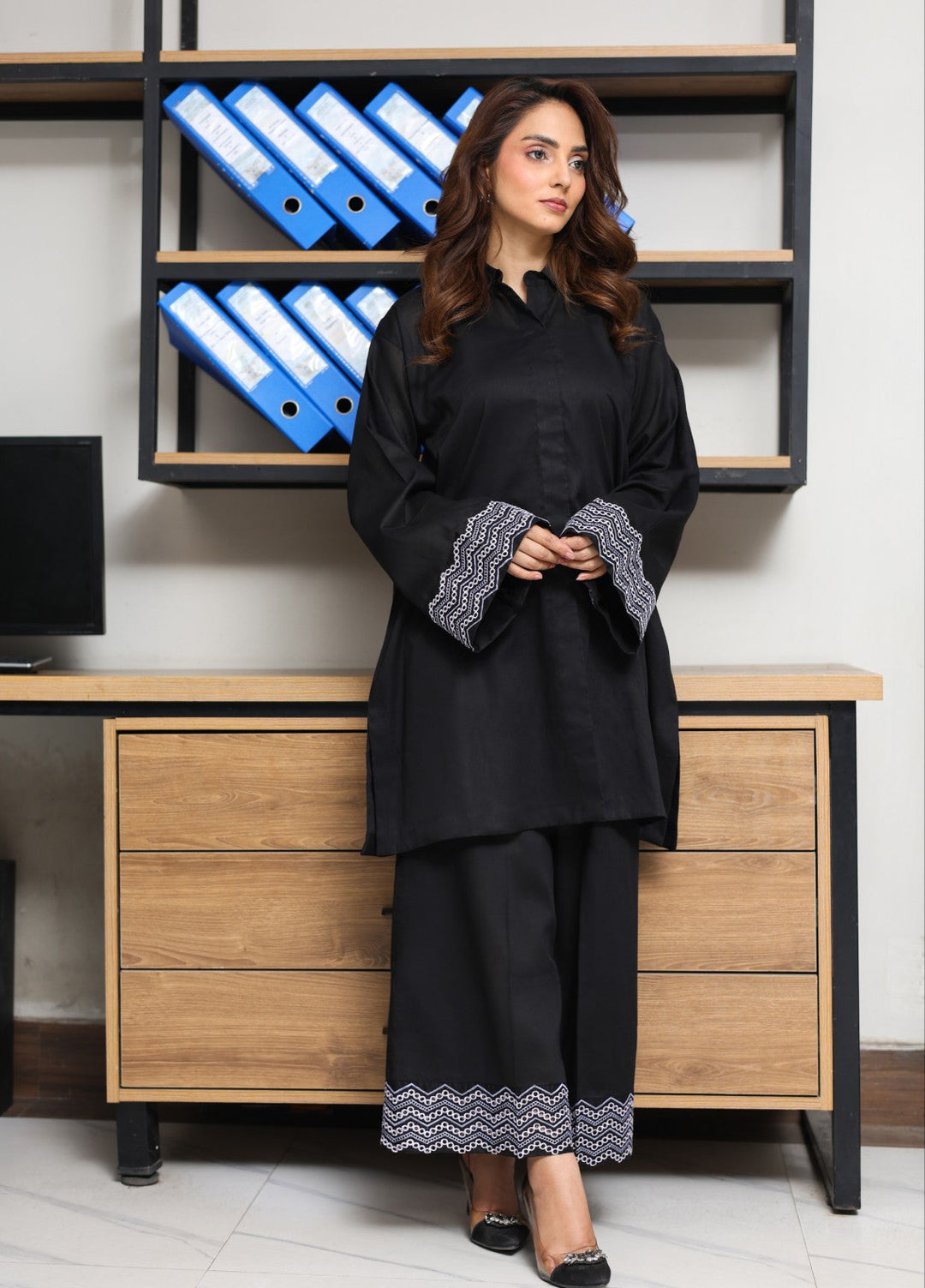 Essential Clothing by Tessa Women RTW Embroidered Silk Lawn 2 Piece Suit Nightfall - Casual Collection