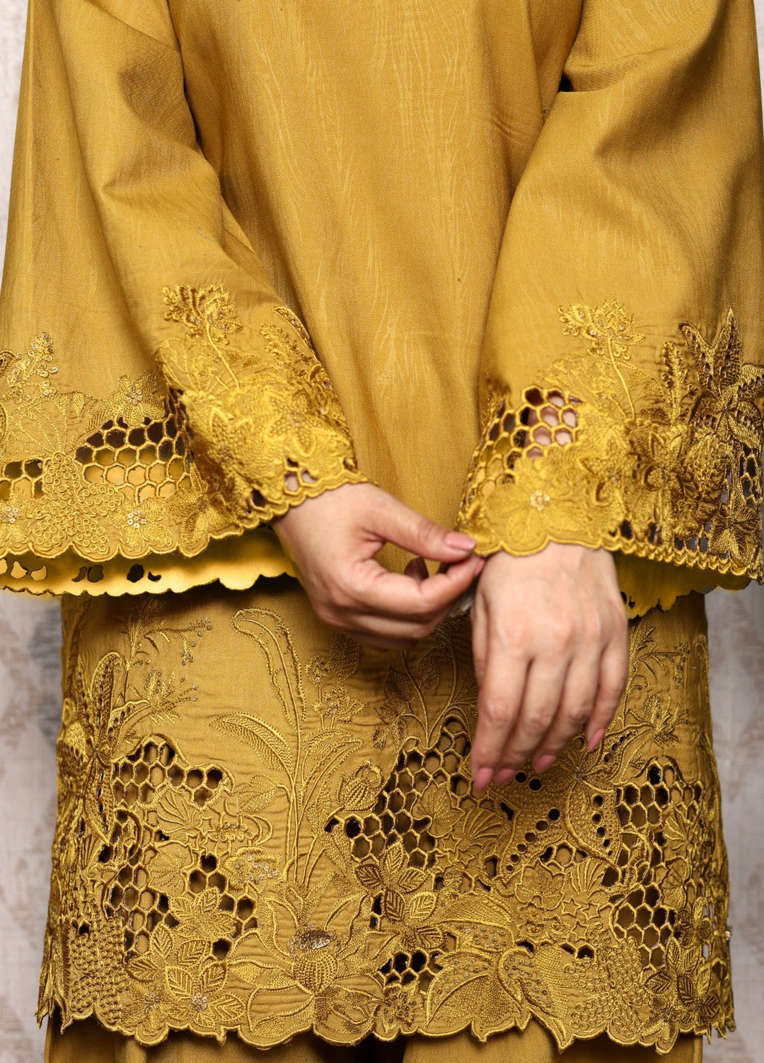 Essential Clothing by Tessa Women RTW Embroidered Silk 2 Piece Suit Golden Patel - Casual Collection