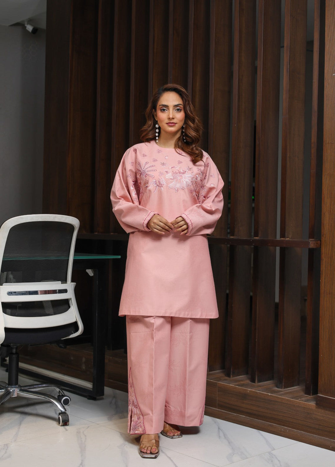 Essential Clothing by Tessa Women RTW Embroidered Lawn 2 Piece Suit Pastel Blush - Casual Collection