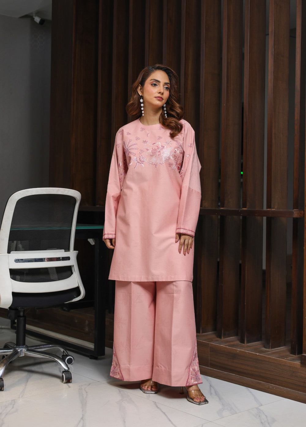 Essential Clothing by Tessa Women RTW Embroidered Lawn 2 Piece Suit Pastel Blush - Casual Collection