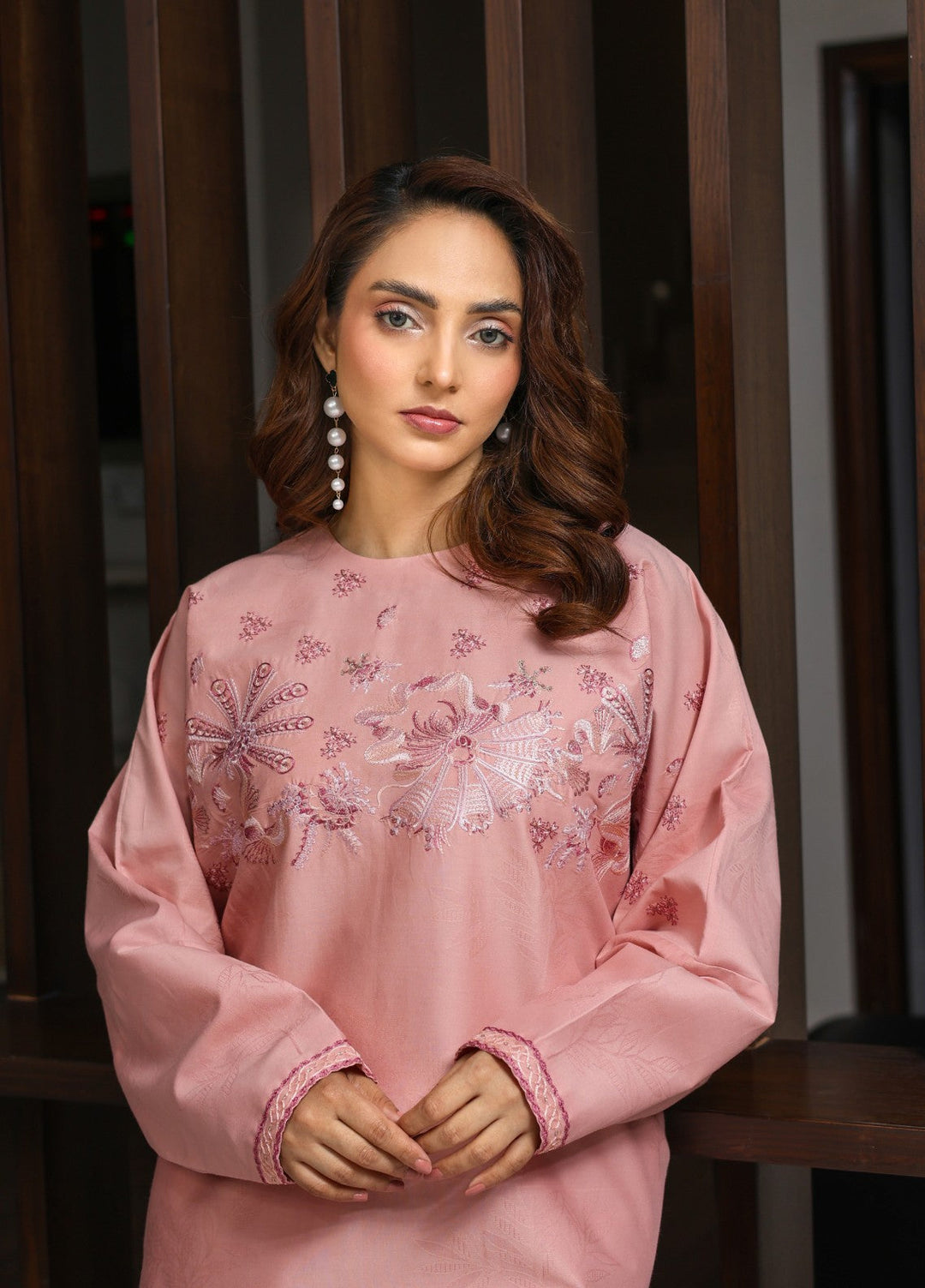 Essential Clothing by Tessa Women RTW Embroidered Lawn 2 Piece Suit Pastel Blush - Casual Collection