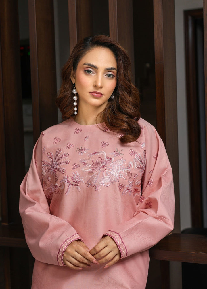 Essential Clothing by Tessa Women RTW Embroidered Lawn 2 Piece Suit Pastel Blush - Casual Collection