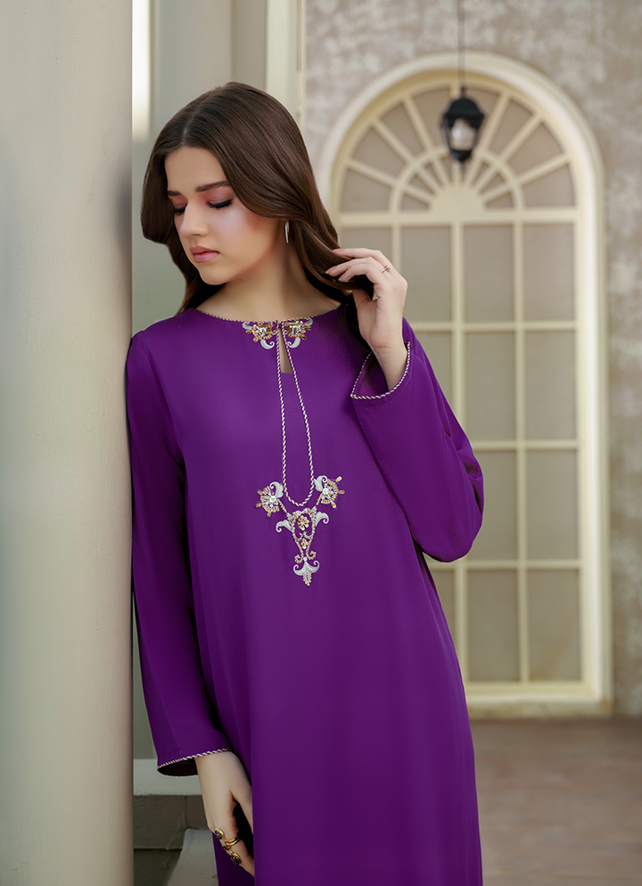 Ripret Women RTW Embroidered Double Georgette 2 Piece Purple Nate - Eid Collection