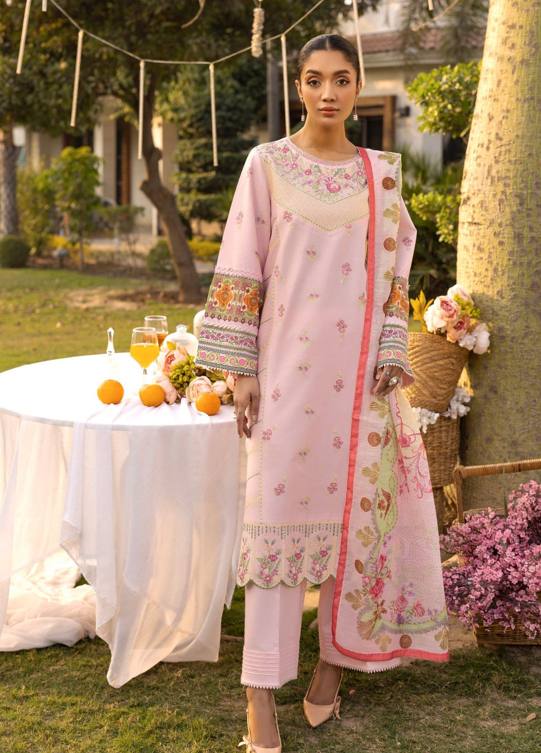 Tessa Women RTW Embroidered Lawn 3 Piece Suit Blush Bloom - Festive Collection