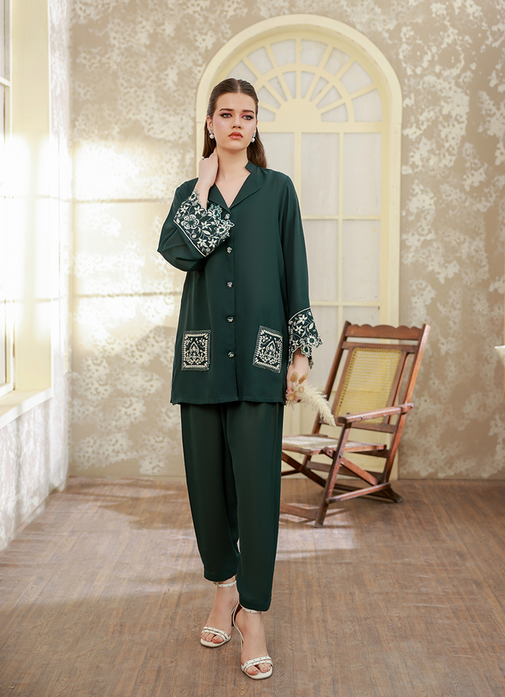 Ripret Women RTW Embroidered Double Georgette 2 Piece Mosswood - Eid Collection