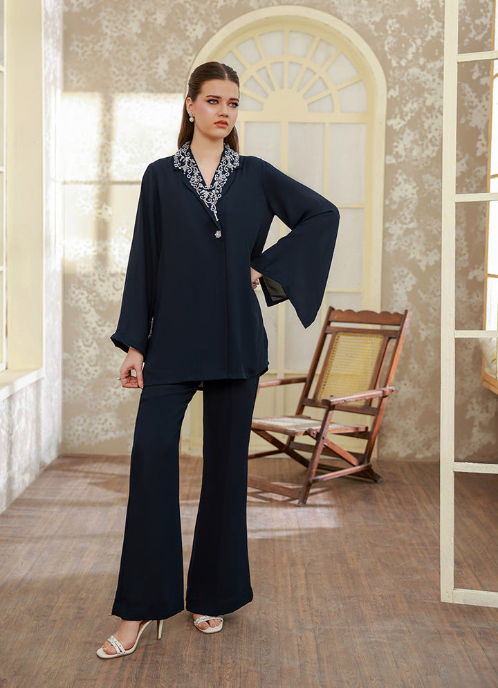 Moscow Blue Embroidered Co-ord Set by Ripret