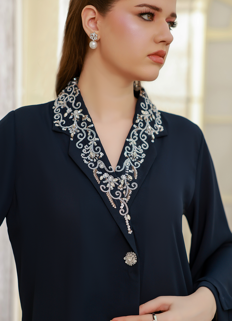 Moscow Blue Embroidered Co-ord Set by Ripret