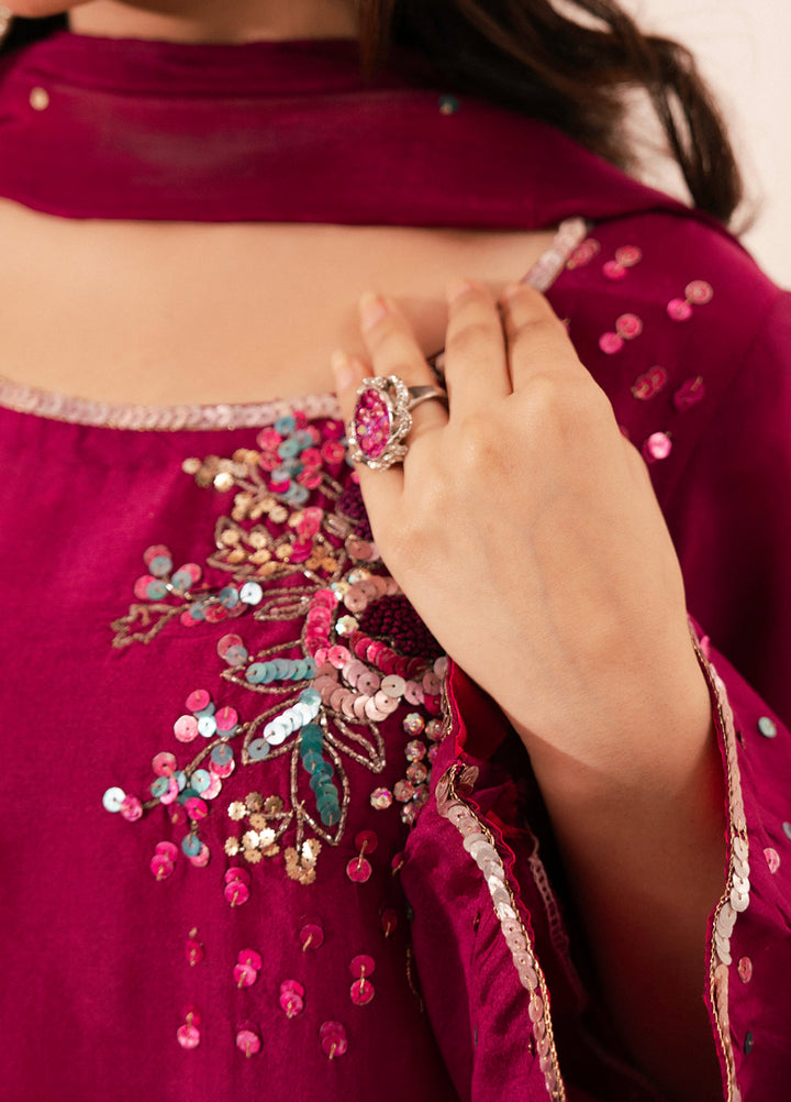 Maham Sultan Women RTW Hand work Sheesha Silk 3 Piece Suit ZUMAR - Eid Collection