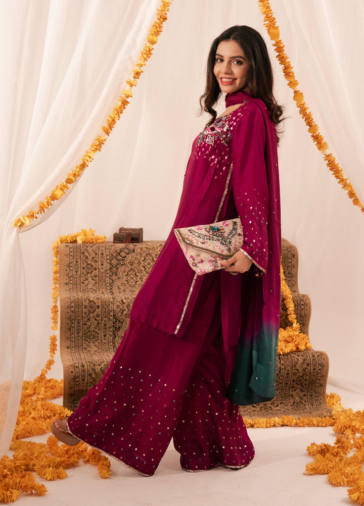 Maham Sultan Women RTW Hand work Sheesha Silk 3 Piece Suit ZUMAR - Eid Collection