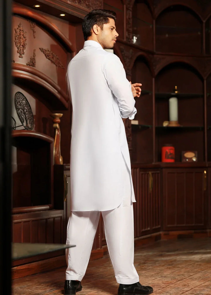 Gold Medal by Stitching Cotton Men RTW Solid Poly 2 Piece Suit White SMKS-130 - Casual Collection