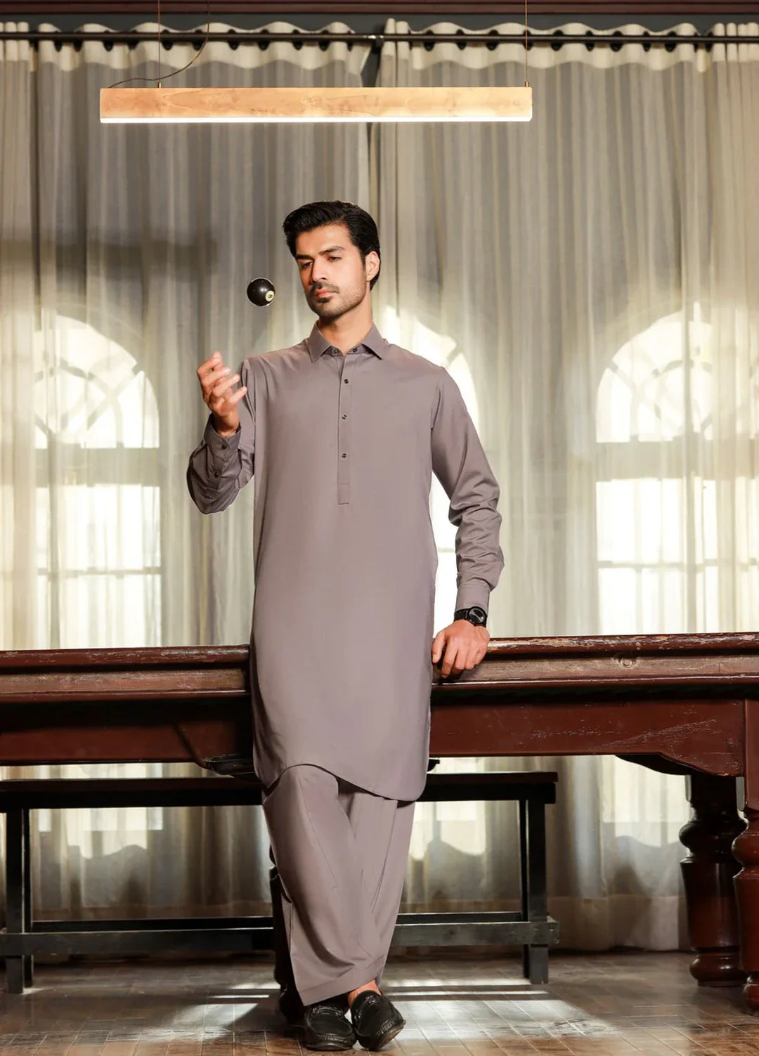 Gold Medal by Stitching Cotton Men RTW Solid Poly 2 Piece Suit Grey SMKS-138 - Casual Collection